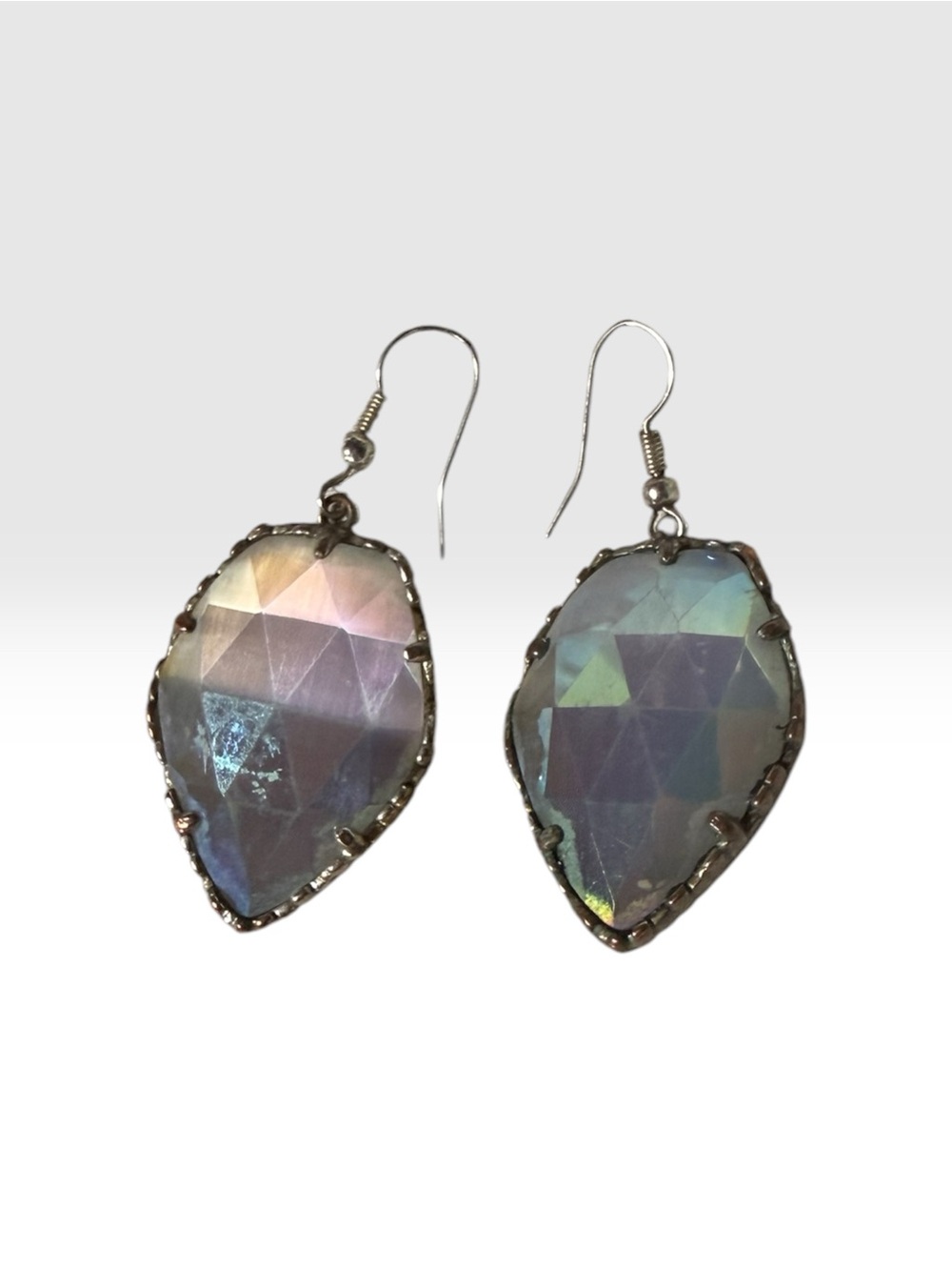 Kendra Scott RETIRED Corley Earrings with faceted iridescent stones